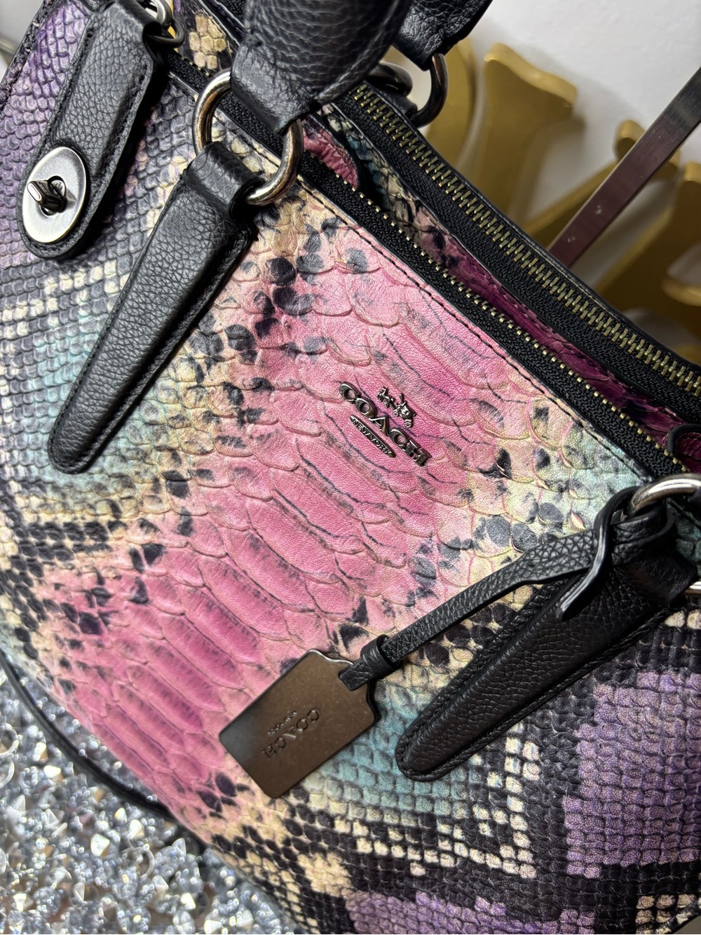 Coach 2014 limited edition Crosby multi-color python embossed carryall EUC - Picture 17 of 17